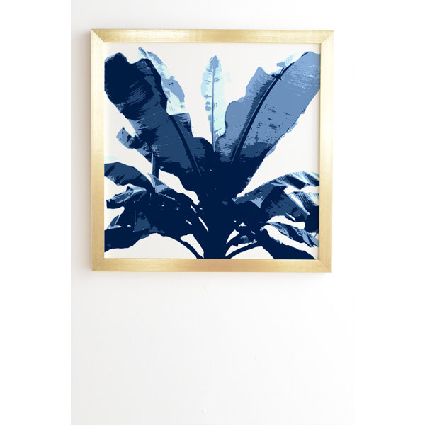 Bay Isle Home Bananarama Navy Framed On Wood by Deb Haugen Graphic Art